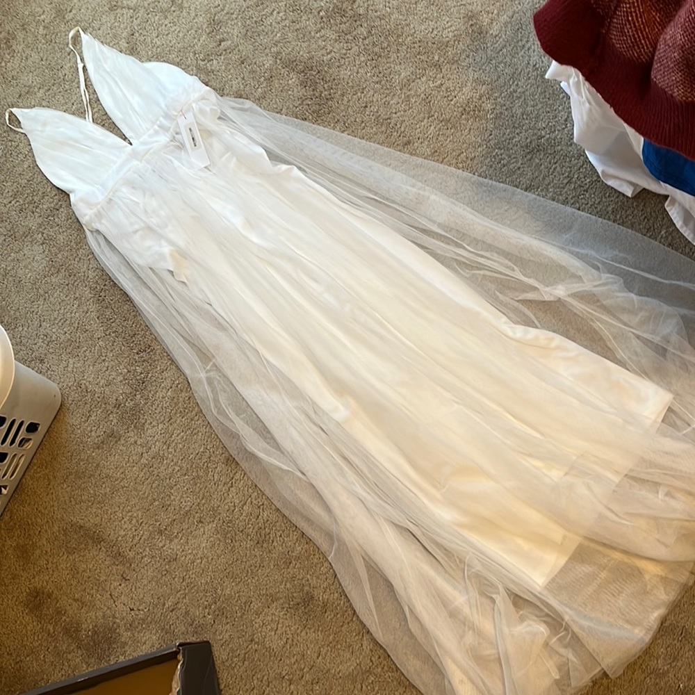 White floor length dress